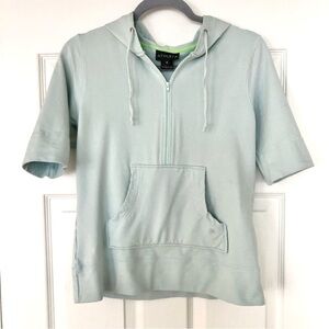 Athleta green short sleeve hoodie size small.